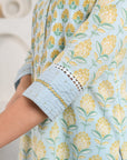 Blue Pintucked Yoke Kurta