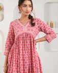 Pink Gathered Suit Set