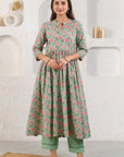 Green Bageecha Gathered Suit Set