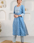 Blue Scallop Flower Kurta