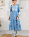 Blue Scallop Flower Kurta