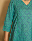 Blue Panelled Kurta Set