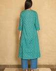 Blue Panelled Kurta Set