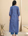 Blue Smocked Kurta