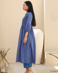 Blue Smocked Kurta