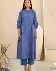 Blue Smocked Kurta