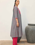 Red Green Gathered Kurta Set