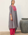 Red Green Gathered Kurta Set