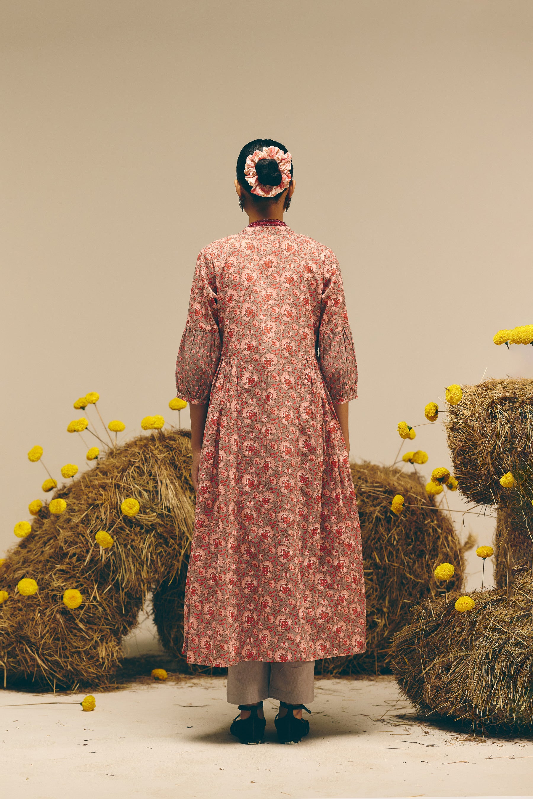 Grey Smock Kurta Set