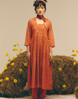 Orange Gathered Kurta Set