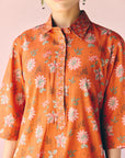 Orange Collared Kurta