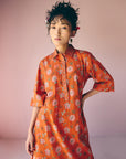 Orange Collared Kurta