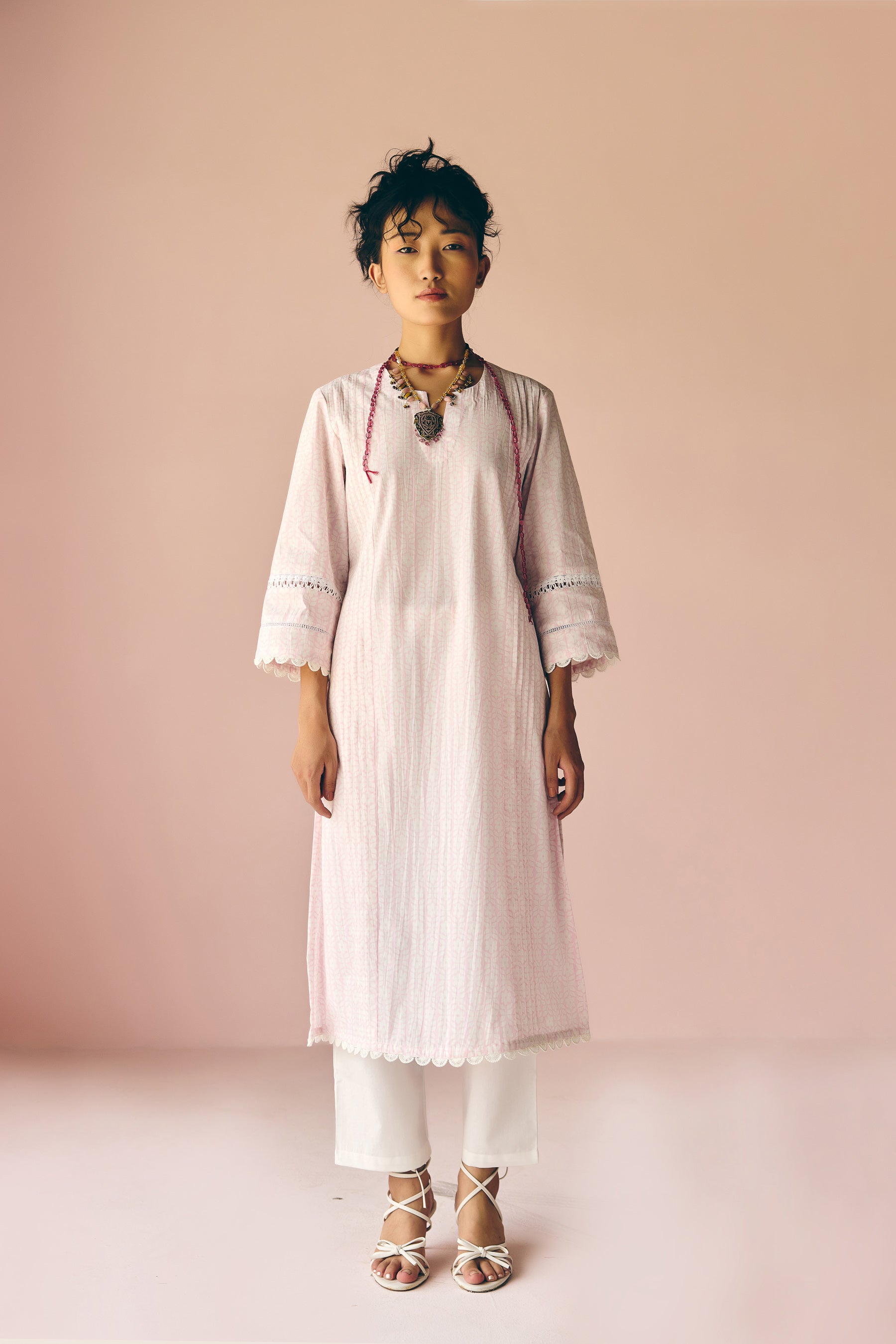 Lavender Lace Poplin Kurta