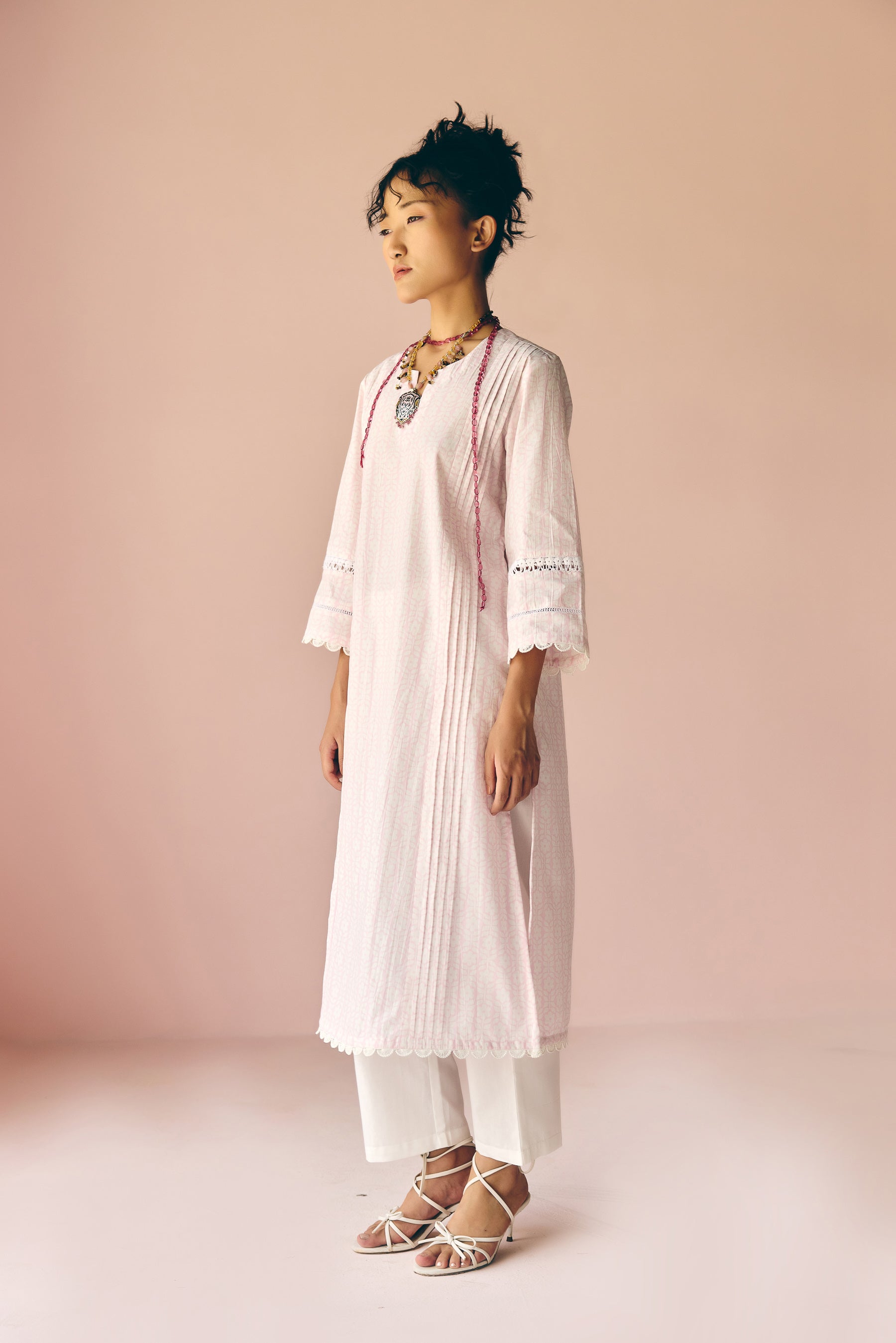 Lavender Lace Poplin Kurta