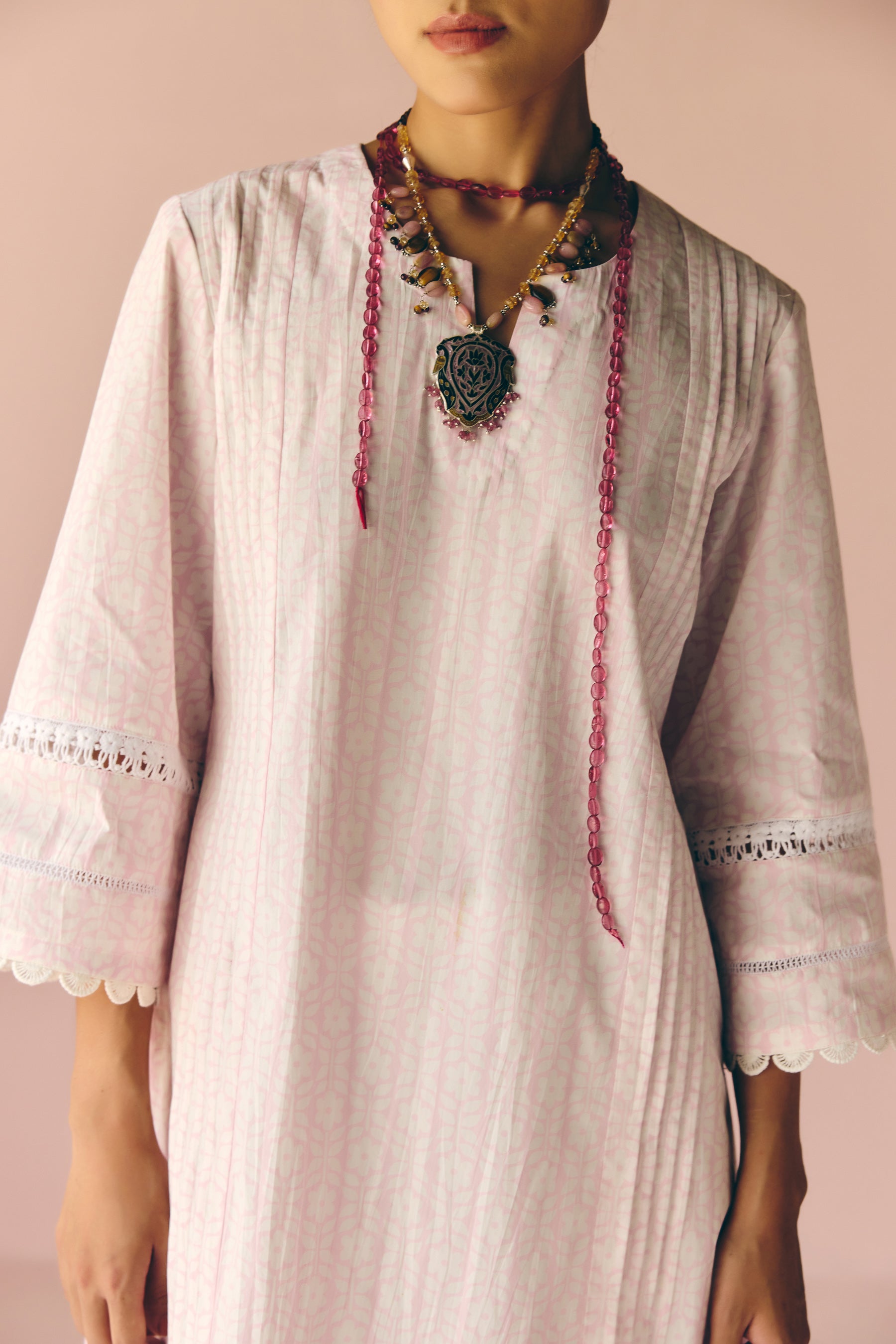 Lavender Lace Poplin Kurta