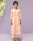 Peach Lace Poplin Kurta