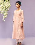 Peach Lace Poplin Kurta