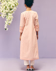 Peach Lace Poplin Kurta