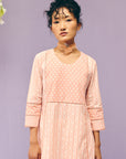 Peach Lace Poplin Kurta
