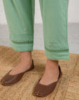 Green Embroidered Pleated Suit Set
