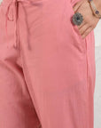 Peach Pintucked Dobby Suit Set With Slip