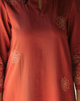 Red Dahlia Embroidery Kurta Set