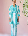 Blue Stripes Floral Co-ord