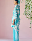 Blue Stripes Floral Co-ord