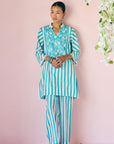 Blue Stripes Floral Co-ord