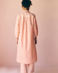 Peach Collared Poplin Kurta Set