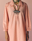 Peach Collared Poplin Kurta Set