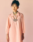 Peach Collared Poplin Kurta Set