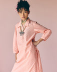 Peach Collared Poplin Kurta Set