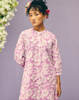 Purple Floral Stripes Poplin Kurta Set