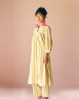 Yellow Stripes Gathered Kurta Set