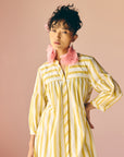 Yellow Stripes Gathered Kurta Set