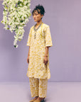 Yellow Floral Poplin Kurta Set