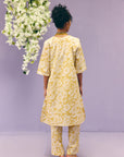 Yellow Floral Poplin Kurta Set