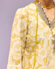 Yellow Floral Poplin Kurta Set