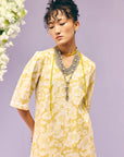 Yellow Floral Poplin Kurta Set