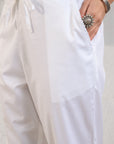 White Pintucked Lace Pants