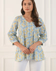 Blue Ginkgo Pintucked Shirt