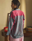 Red Green Floral Oversized Shirt