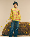 Lime Green Pleated Shirt