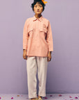 Peach Collared Poplin Shirt