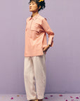 Peach Collared Poplin Shirt