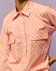 Peach Collared Poplin Shirt