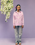 Purple Floral Poplin Shirt