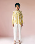 Yellow Stripes Gathered Shirt
