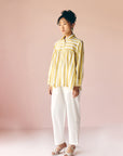Yellow Stripes Gathered Shirt